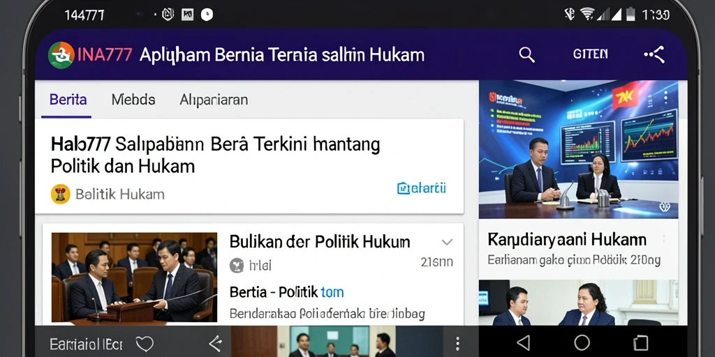 Tampilan antarmuka INA777 dengan berbagai berita politik dan hukum.