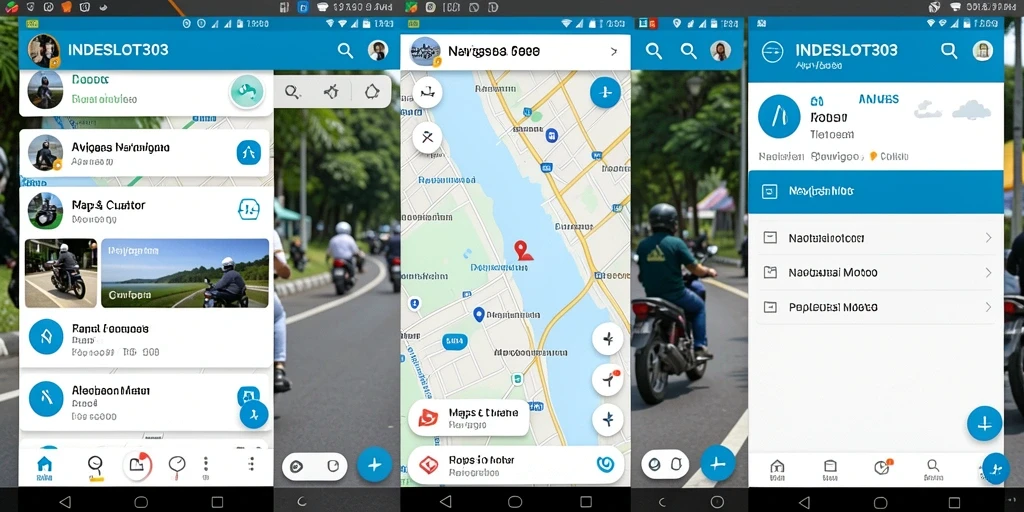 Tampilan antarmuka aplikasi INDESLOT303 untuk navigasi motor yang jelas dan informatif.