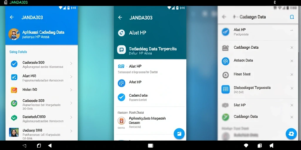 Antarmuka JANDA303 yang sederhana dengan fungsi Cadangan Data.