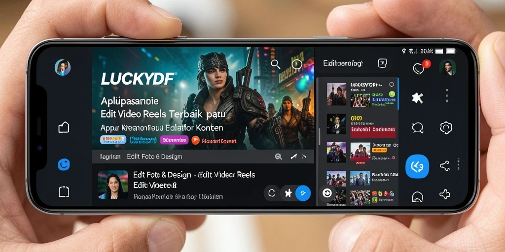 Tampilan antarmuka utama aplikasi LUCKYDF untuk Edit Video Reels.