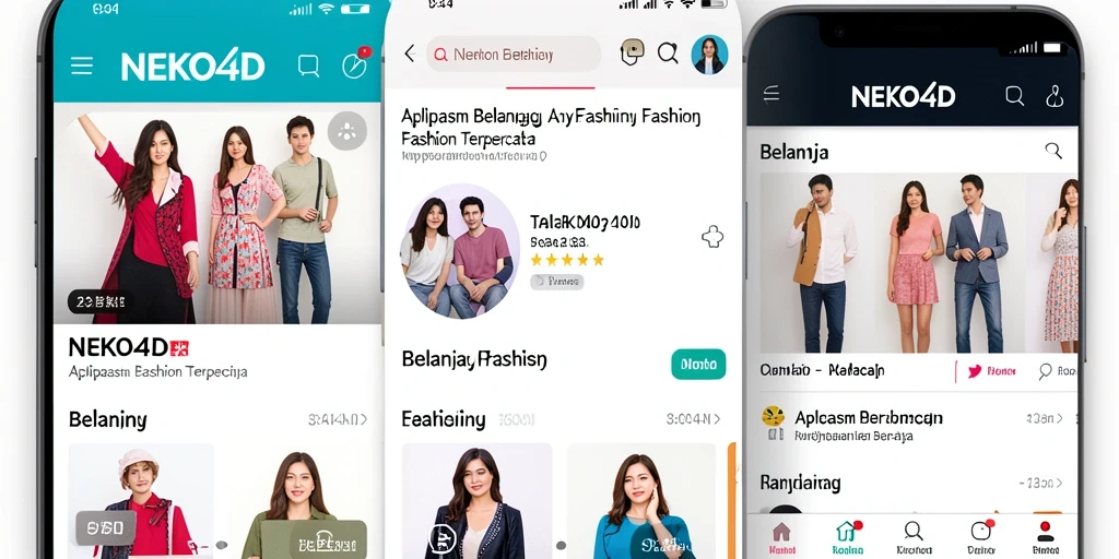 Antarmuka aplikasi NEKO4D menampilkan berbagai produk fashion menarik.