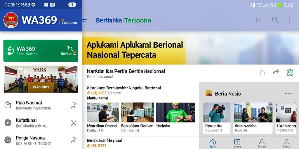 Tampilan antarmuka aplikasi WA369 untuk berita nasional.